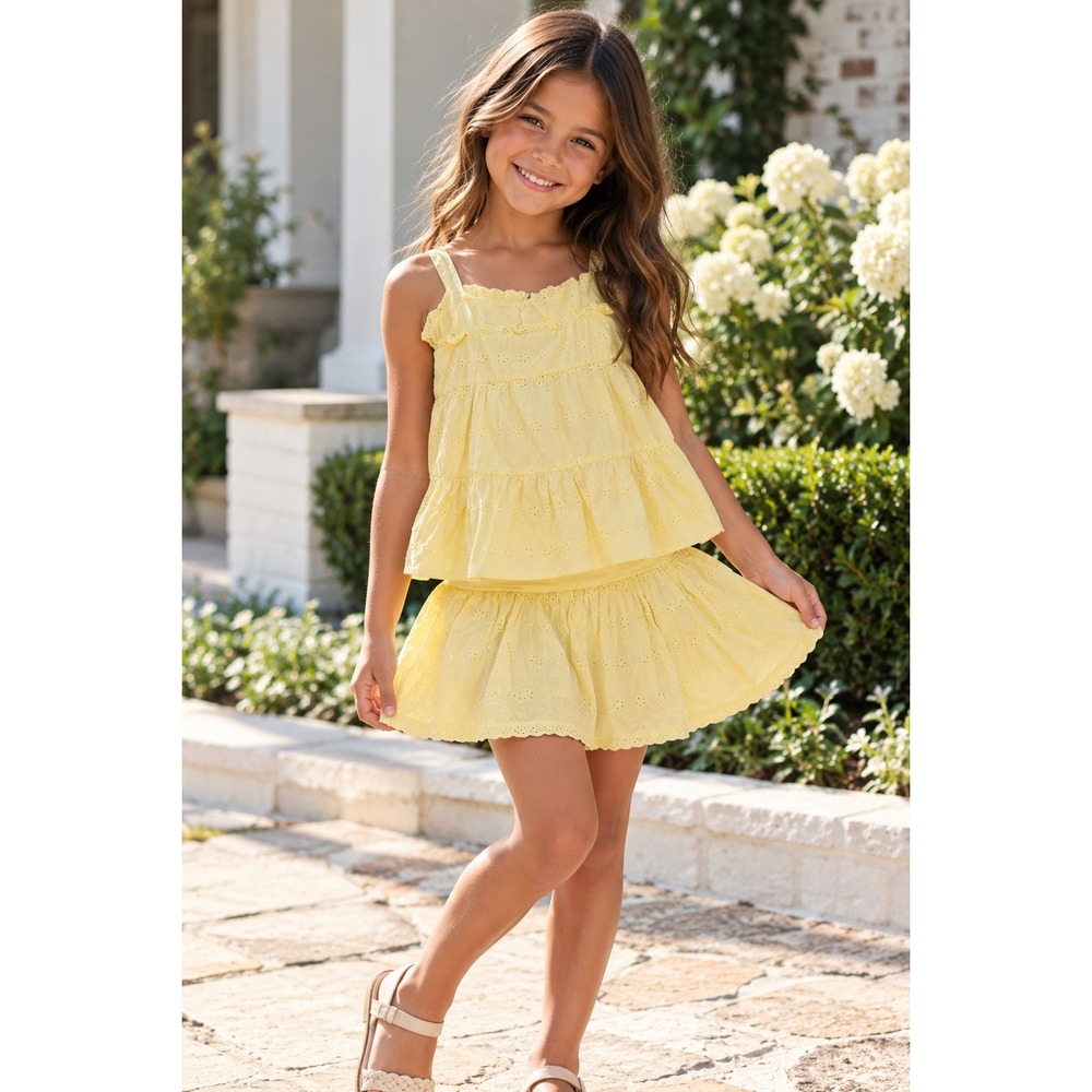 Gap Kids Girls Yellow Eyelet Camisole Top and Skort Set Size M 8-9